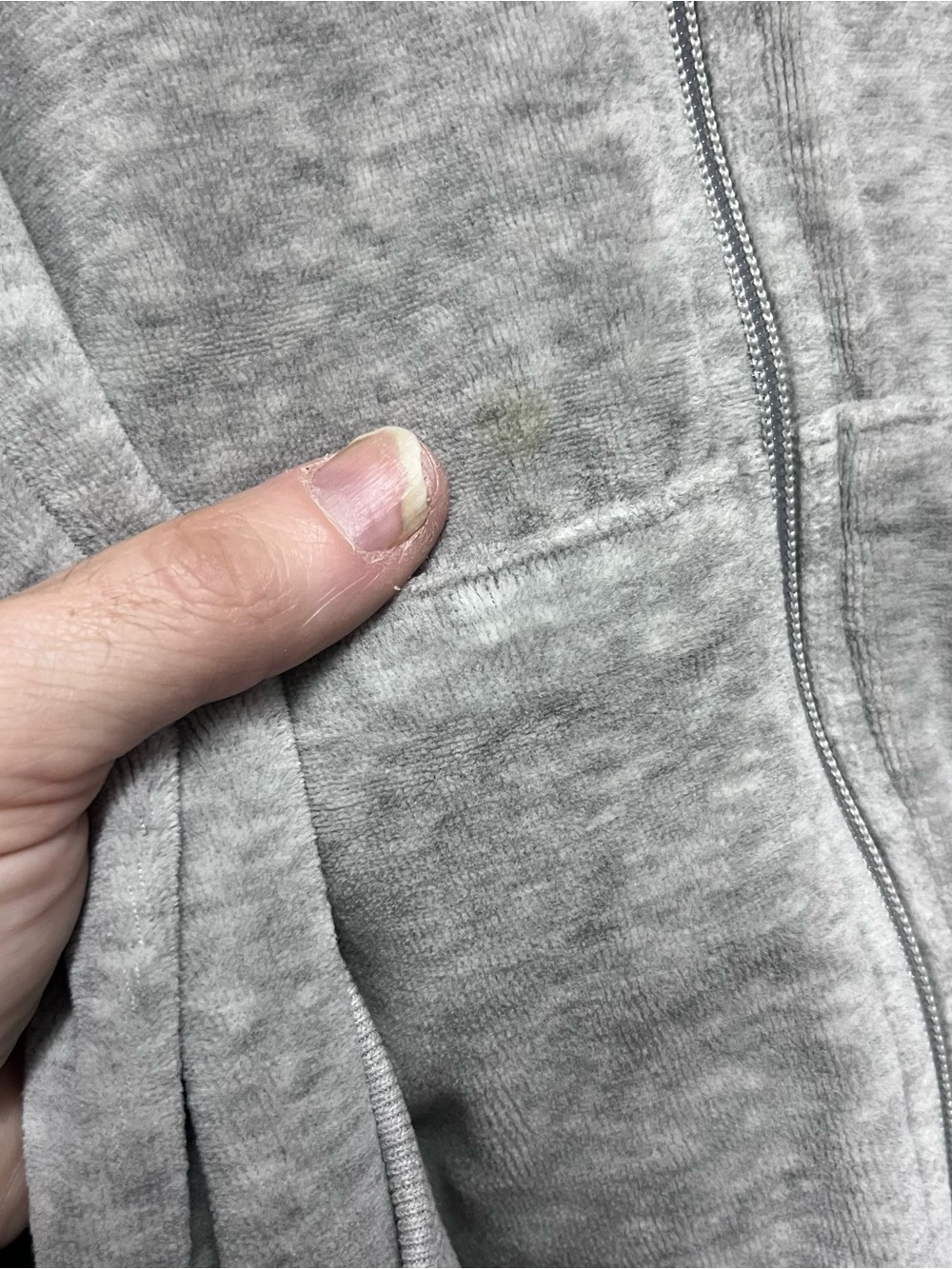 Vintage Juicy Couture Size XL Zip Up Hoodie Made in USA Light Gray Y2K Velour - Picture 6 of 9